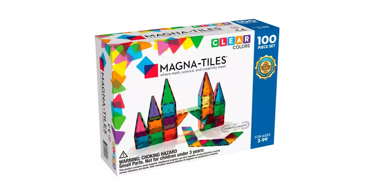 マグナタイルズ 200ピース Magna-Tiles CLEAR COLORS Klocki-magnetyczne-100-el-