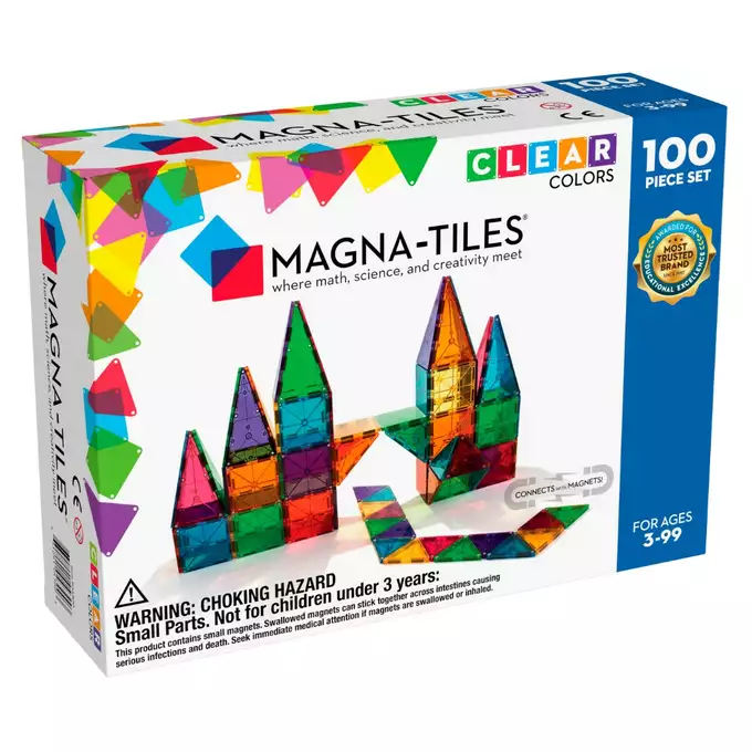 マグナタイルズ 200ピース Magna-Tiles CLEAR COLORS Valtech Magna-Tiles Clear Colors 32 szt. klocków